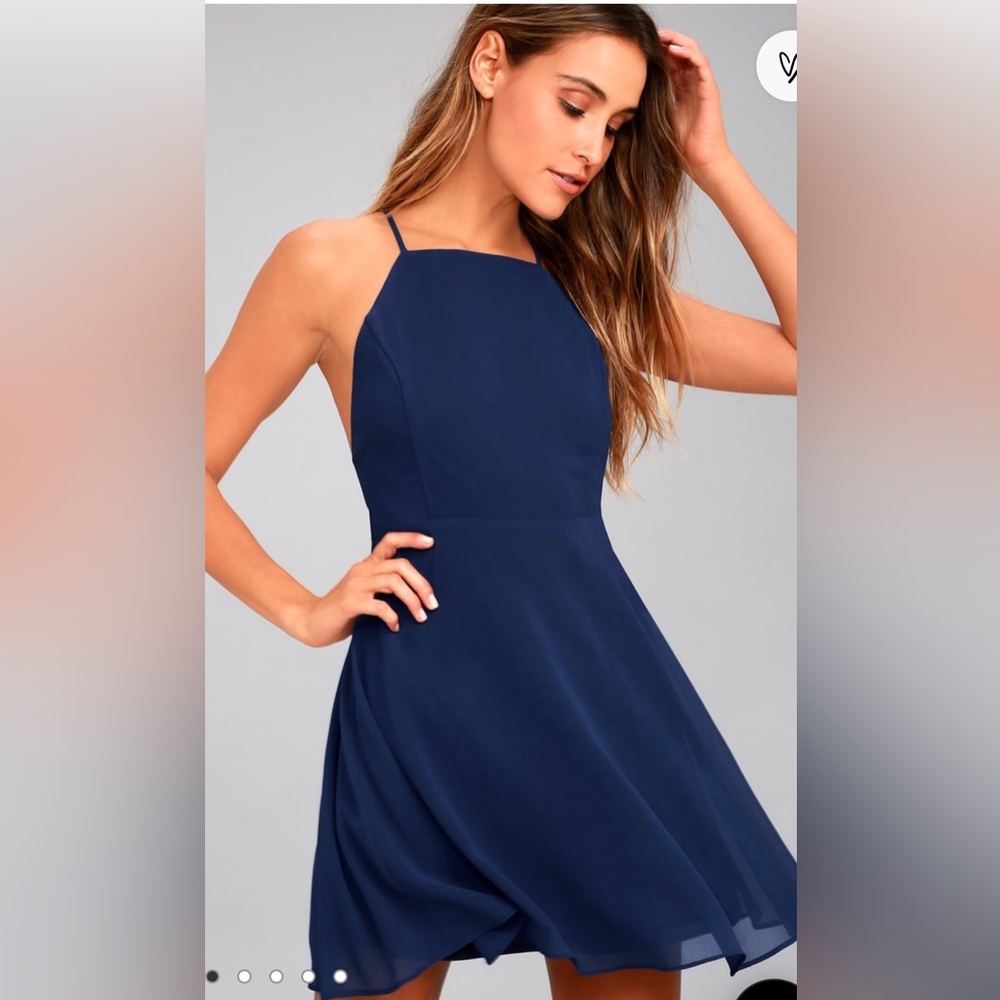 Navy Blue Backless dress - size Medium